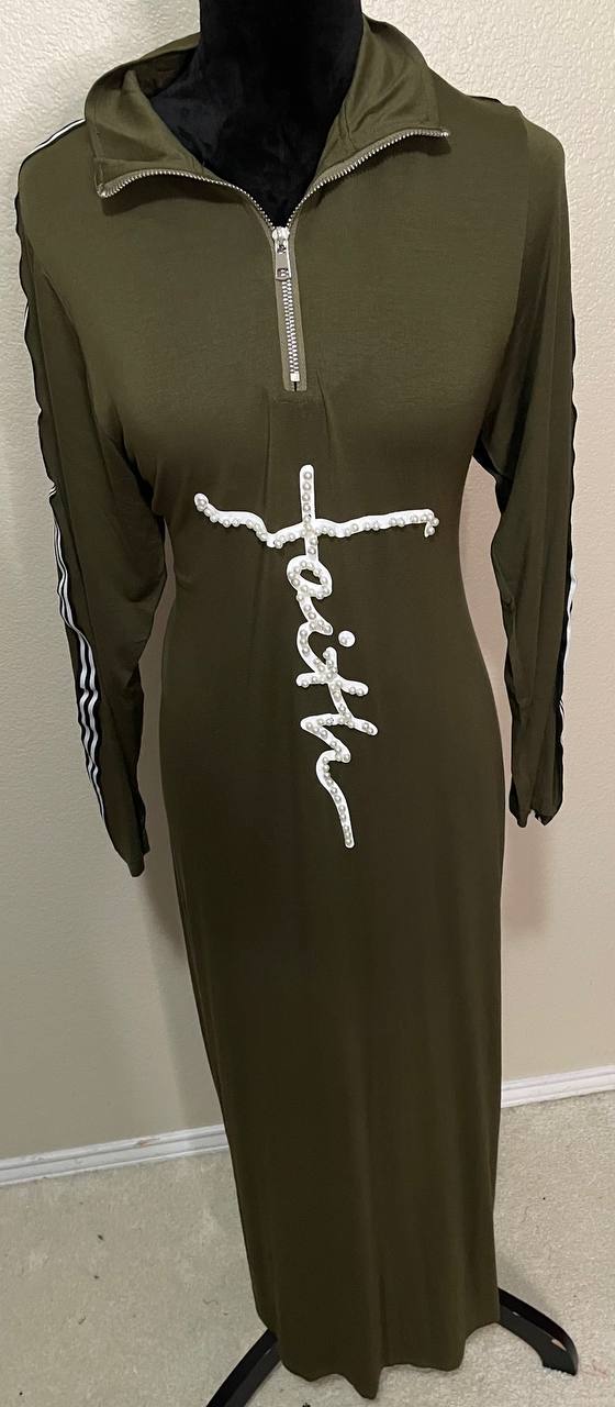 Olive Faith Dress W:Strip