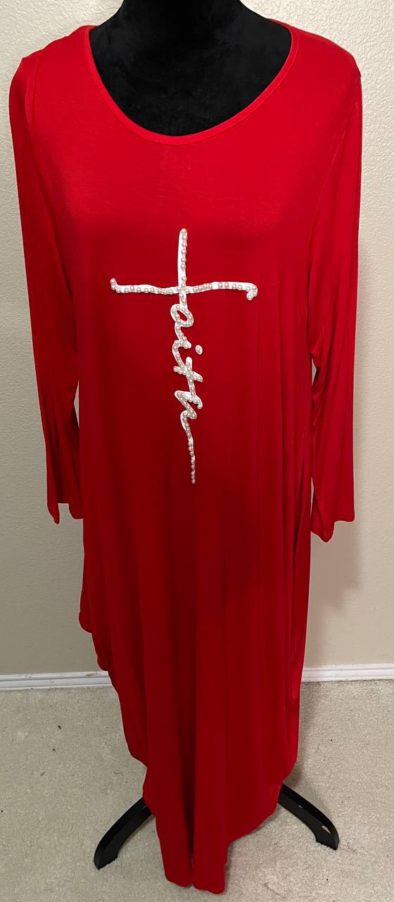 Red faith dress one size fits most