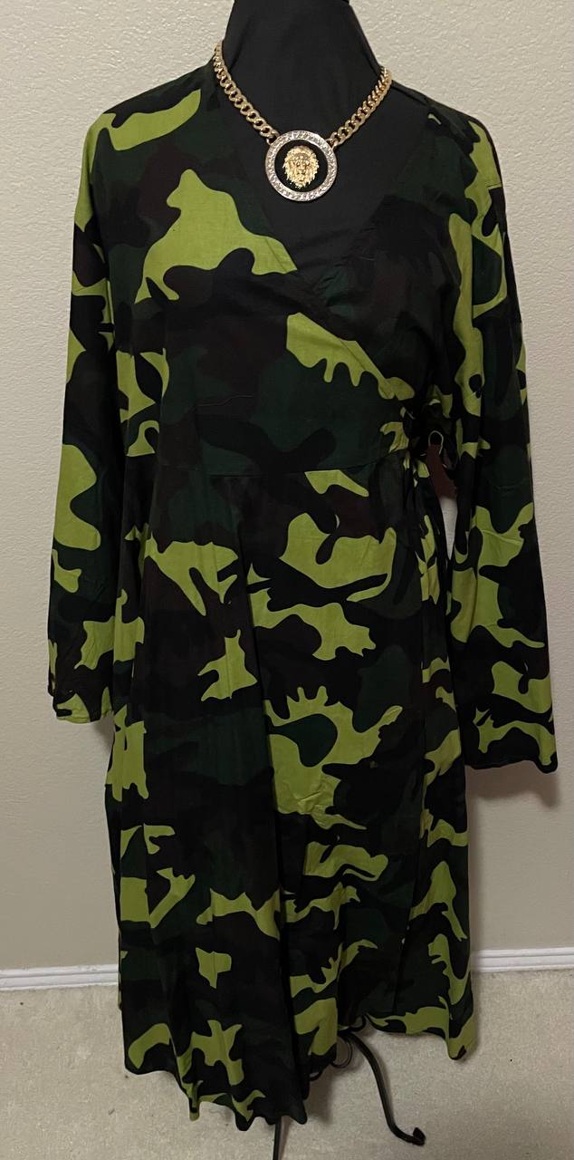 Camo Wrap Dress One Size Fits Most